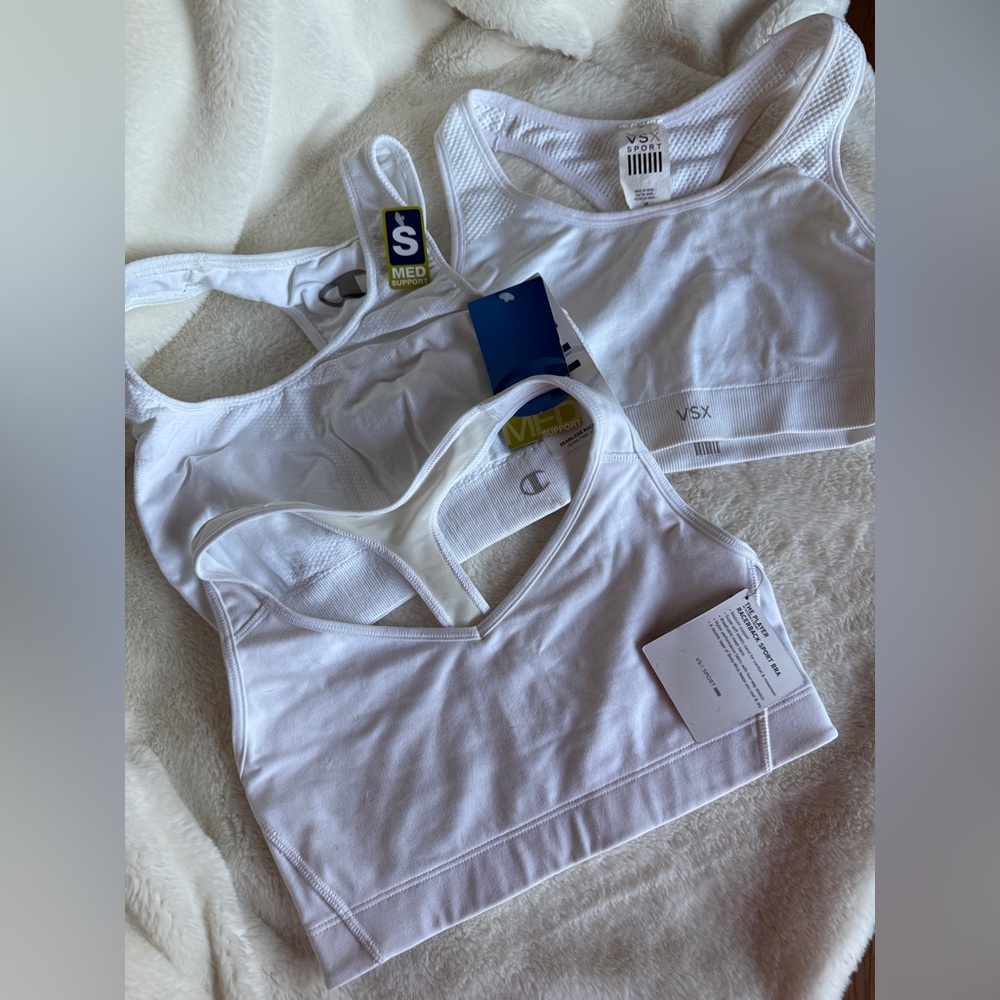 White racerback sports bra set Small Victoria’s Secret and Champion